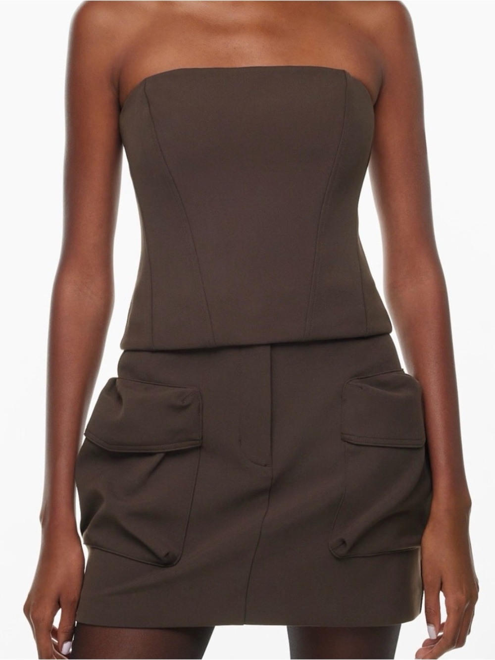 Aritzia Strapless Brown Corset Top